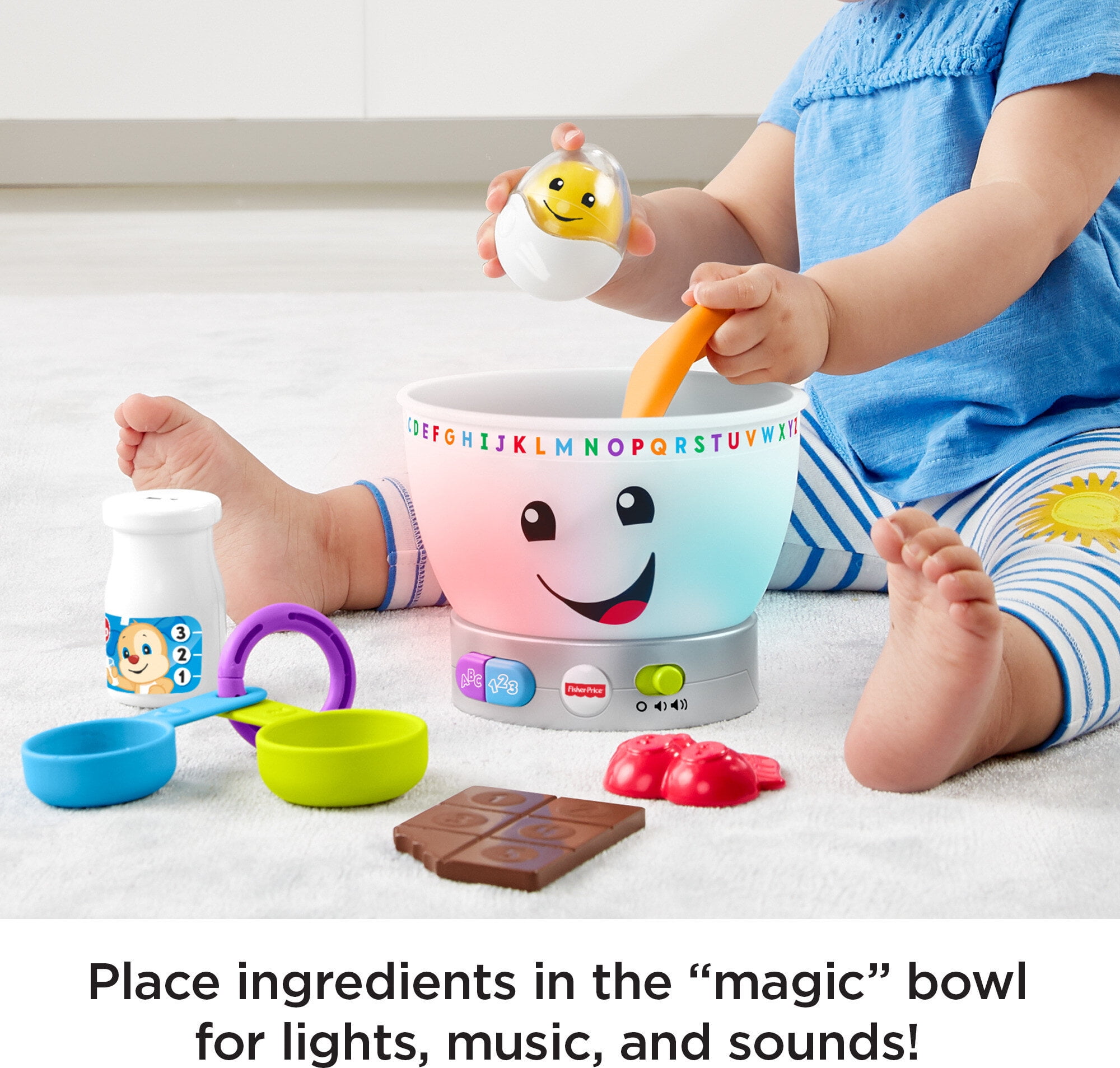 Fisher-Price Laugh & Learn Magic Color Mixing Bowl Baby & Toddler Learning Toy, 7 Pieces