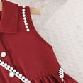 thumbnail image 6 of ZXLBBD Girls Dress Sleeveless Lace Lapel Collar Button Solid Color Flowy for Toddler and Kids Outfit Elegant Pageant Gown Dress, 6 of 6