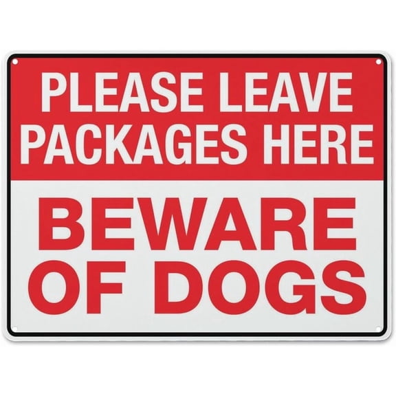 Metal Sign Please Leave Packages Here Beware Of Dogs 16 X 12 Inches Rust Free Aluminum - Uv Protected Waterproof Weatherproof And Fade Resistant - 4 Pre-Drilled Holes