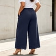 thumbnail image 6 of Pants for Women Plus Size Wide Leg Loose Fit Lightweight Elastic Waisted Pants with Pockets XL-5XL, 6 of 7