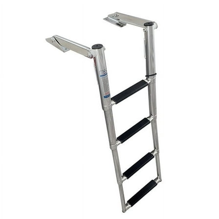 White Water FM-B00351BBD Stainless Steel Over Platform Telescoping Drop Ladder, 4 Step