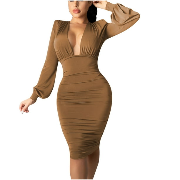 Vestido irregular de Manga larga Fridja Cuello en V Mujer Casual Moda