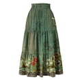 thumbnail image 7 of Women's Bohemian Maxi Skirt, Floral High Waist Drawstring Tiered Skirt, Lightweight Flowy Skirt for Vacation, Beachwear and Festival,Dark Green,S, 7 of 7
