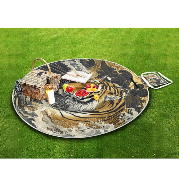 Picnic Blankets Teencool Beach Blanket Creatively Fierce Waves Pattern Outdoor Blanket for Travel
