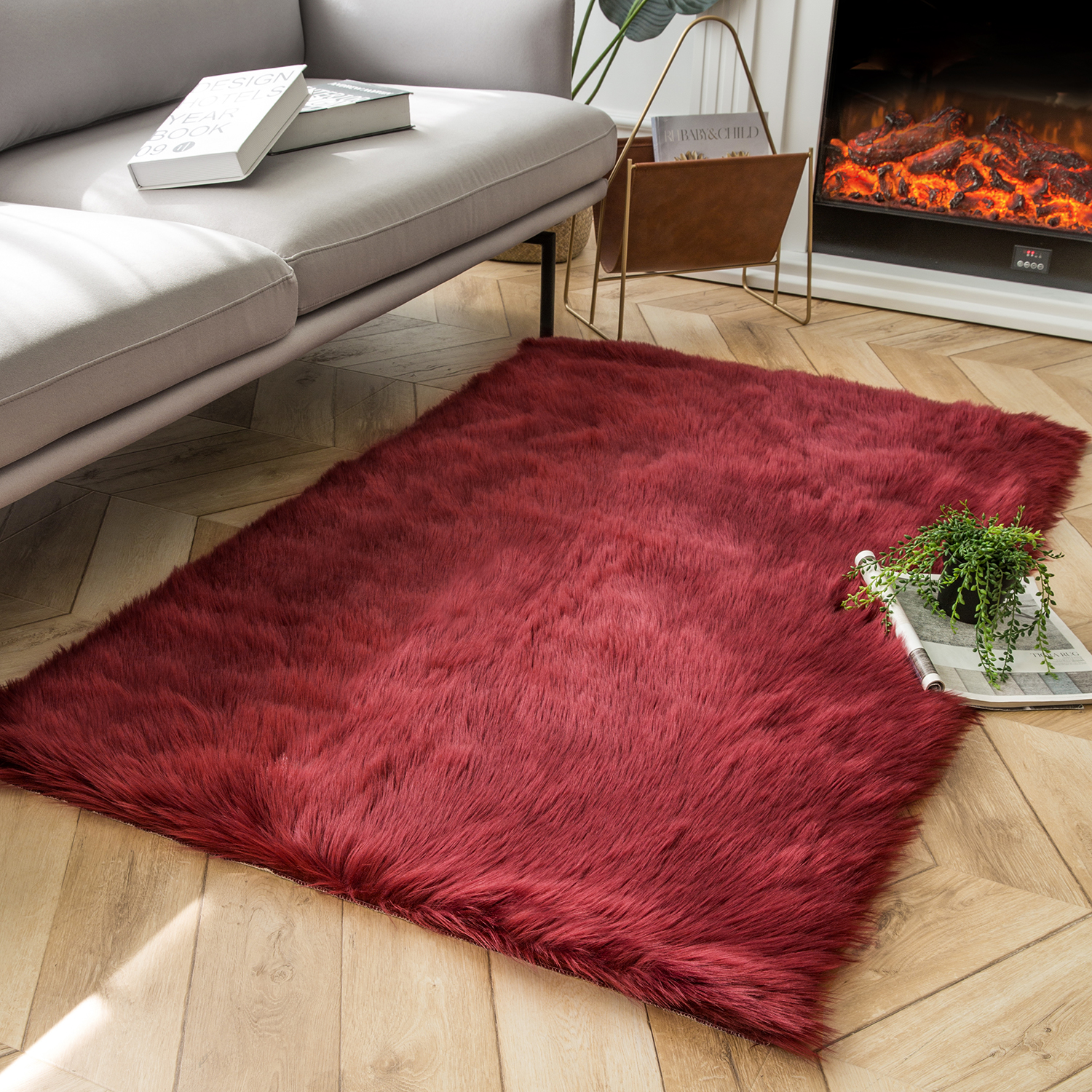 Deluxe Soft Faux Sheepskin Fur Series Decorative Indoor Area Rug, 4 x 6