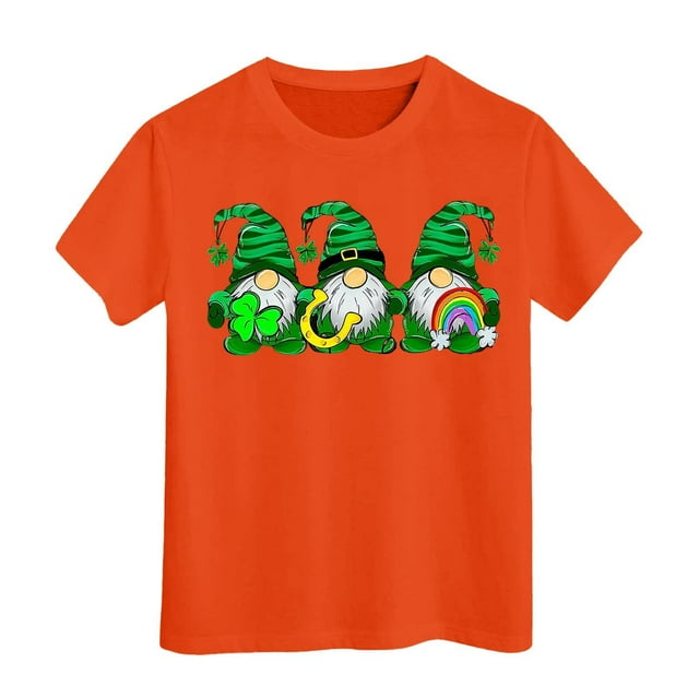 PMVFHDE Hauts d'Été pour Filles T-Shirts pour Fille Hauts Mignons Hauts Courts pour Fille Hauts de Sortie pour Fille T-Shirt à Manches Courtes pour Filles T-Shirt d'Été à Col Rond Coupe Décontractée T-Shirts Basiques Orange, 12-13 Ans