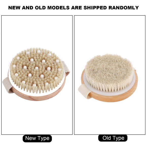 EECOO Brosse de Bain en Bambou, Crinière de Cheval Ronde Douce avec Sangle, Brosse de Massage pour Cheveux, Corps, Peau, Nettoyage de la Douche et du Dos pour Enlever la Saleté, la Graisse et les Cuticules