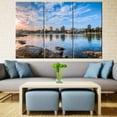 thumbnail image 5 of TISHIRON 3PCS Framed Canvas Wall Art Set,60"x40" Long Beach Harbor Cityscape Canvas Art Decor, 5 of 7
