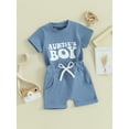 thumbnail image 2 of Bagilaanoe 2pcs Toddler Baby Boy Shorts Set Short Sleeve Letter Print T Shirt Tops + Shorts 3M 6M 12M 18M 24M 3T Kids Casual Summer Clothes, 2 of 8