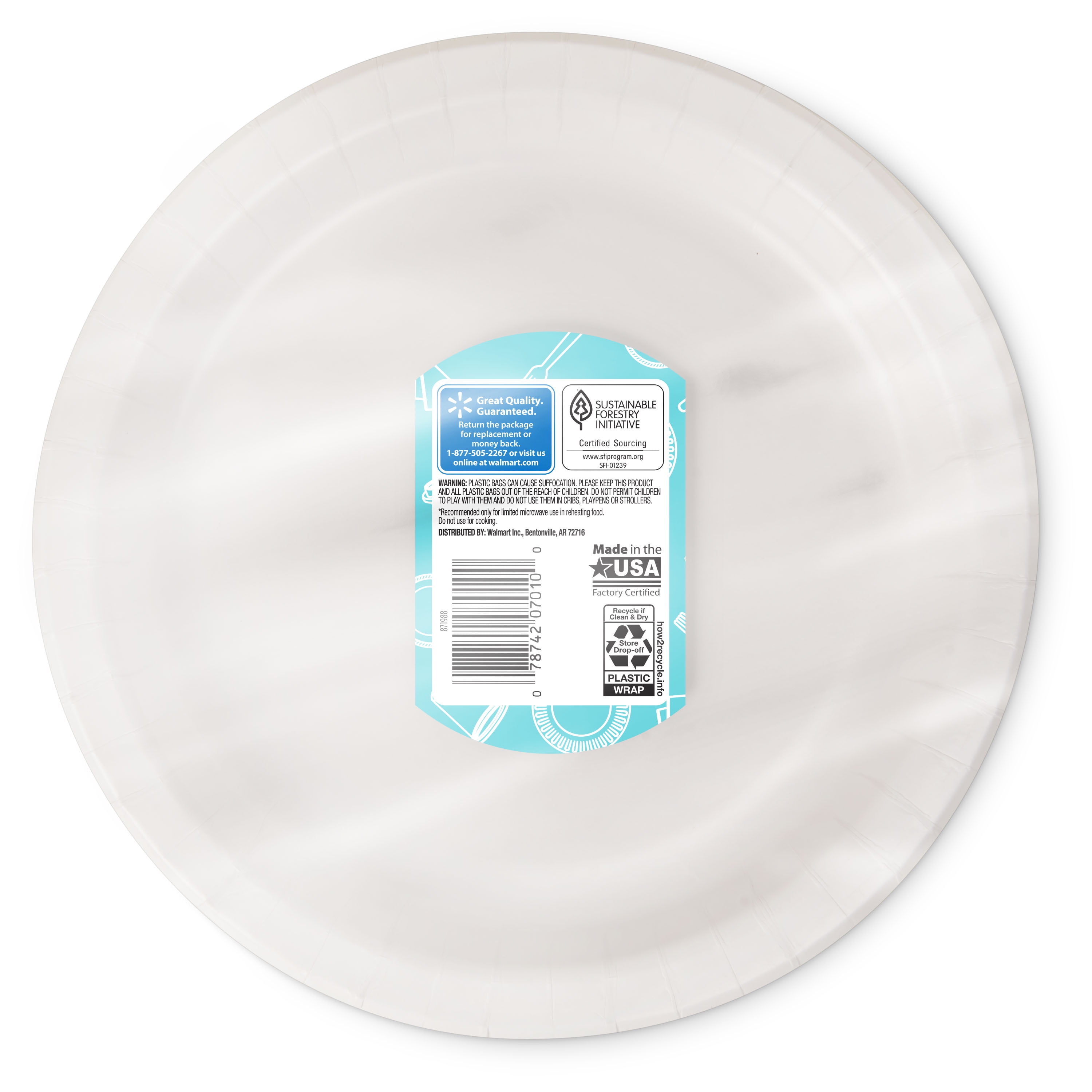 Great Value Everyday Design White Plates, 8-5/8 - 300 count