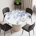 thumbnail image 2 of Blue Grey Eucalyptus Leaves Round Fitted Tablecloth with Elastic Edge, Waterproof Table Cloth Table Cover for 36"-44" Tables, Spring Rustic Botanical Tablecloths for Dining Picnic Indoor Outdoor, 2 of 9