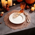 thumbnail image 2 of SLYNSHome Halloween Table Decor Round Lace Placemats,Rose Gold PVC Hollow Out Heat Resistant Non-Slip Table Mats, Waterproof Oil Proof Washable Dining Party Supplies, 2 of 6