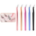 thumbnail image 2 of Stainless Steel Tweezers with Curved Pointed Serrated Tip, Curved Tip Tweezers Nippers for Eyelash Extensions and Nail Art Sticker DIY,Black, 2 of 4
