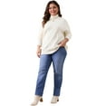 thumbnail image 3 of DARING DIVA Plus Size Long Sleeve Turtleneck Novelty Sweater 2X Cream White, 3 of 6