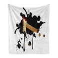 thumbnail image 1 of Popstar Party Soft Flannel Fleece Throw Blanket, Electric Guitar Fretboard on Black Grungy Color Splashes Art, Cozy Plush for Indoor and Outdoor Use, 60" x 80", Black Pale Brown Cream, by Ambesonne, 1 of 6
