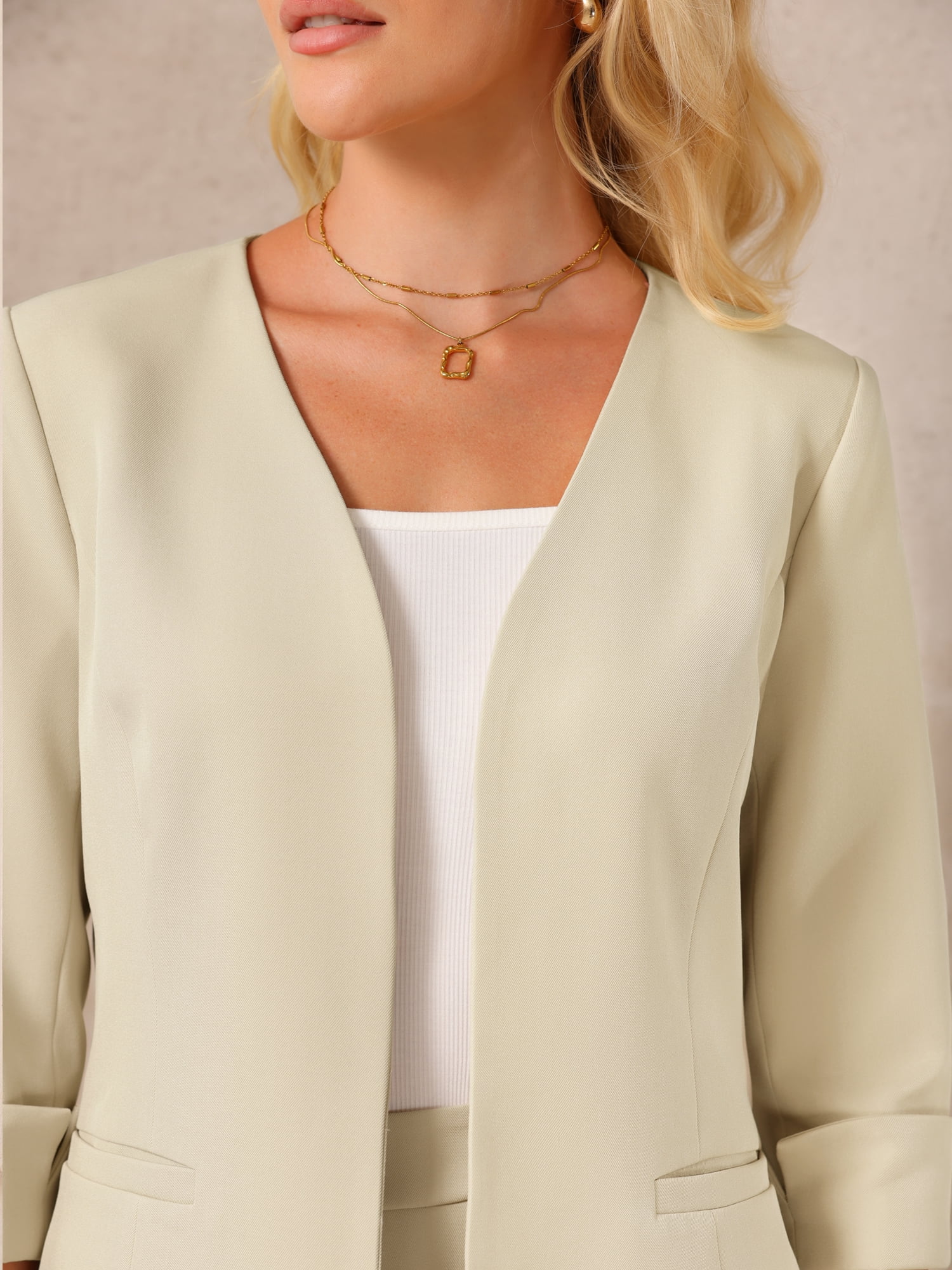 DARING DIVA Women's 2 Pieces Blazer and Skirt Work Business Outfits XL Beige