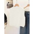 thumbnail image 2 of 1pc Solid Color Cropped Round Neck Asymmetrical Button Design Fashion Layering Sleeveless Knit Vest Tank Top Summer, Effortless Style, 2 of 10