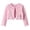 Pink, variant on White Girls Cropped Knit Cardigan Long Sleeve Floral Pom Pom Bolero Sweater for Kids,Size 9-10T