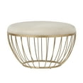 thumbnail image 2 of Weston Home Harriette Fabric Upholstered Round Ottoman, Beige Linen, 2 of 6
