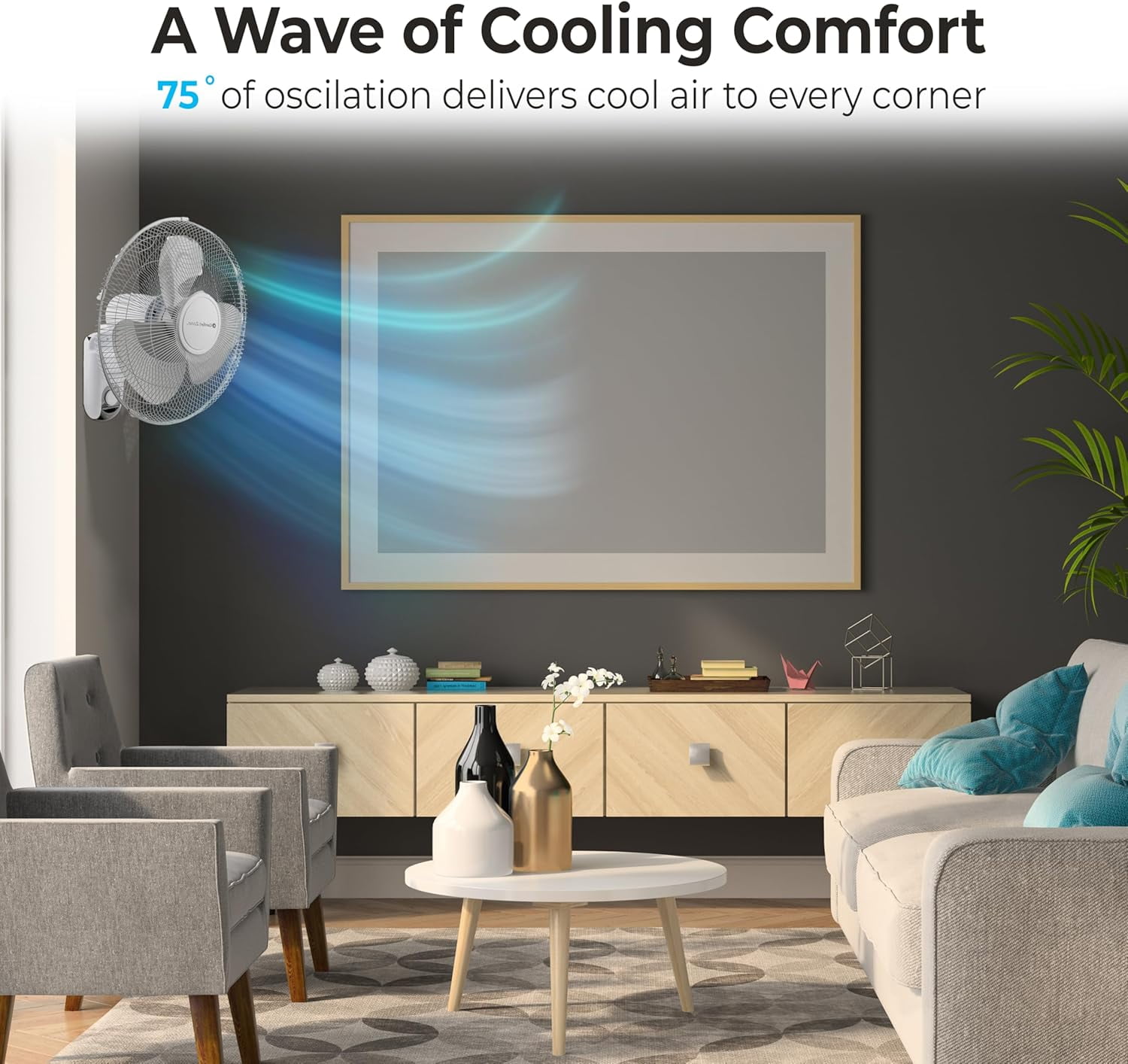 Comfort Zone 16" Wall Mount Fan, White