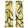 thumbnail image 2 of Yellow Geometric Semi Sheer Curtains 96 Inch Length 2 Panels Set, Farmhouse Abstract Black White Striped Sheer Kitchen Curtain Privacy Voile Window Curtain for Living Room Bedroom Rod Pocket Drapes, 2 of 7