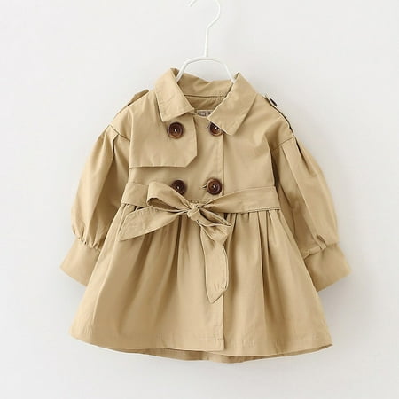 

Xinhuaya Toddler& Baby Girls Single Breasted Trench Jacket Dress Fall Outerwear