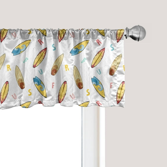 Ambesonne Surfboard Window Valance, Boards and ABC Letters, 54" X 18", Multicolor