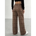 thumbnail image 2 of DOKOTOO Womens Leopard Print Pants Casual Elastic Waist Wide Leg Pants Loose Lounge Trousers with Pockets, 2 of 9