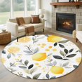 thumbnail image 3 of Summer Watercolor Round Area&nbsp;Rug 5ft Lemon Slice Eucalyptus Leaf Fruit Non-Slip&nbsp;Washable Circle Rugs Soft Felt Indoor Floor Mat for Bedroom Kitchen Living Room Bathroom, 3 of 9
