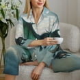 thumbnail image 6 of Pofeuu Cloud Sky Green Dragon Print Womens Pajamas Set Long Sleeve Sleepwear Button Down Nightwear Soft Pj Lounge Sets Button Down Pajamas Women-Large, 6 of 7