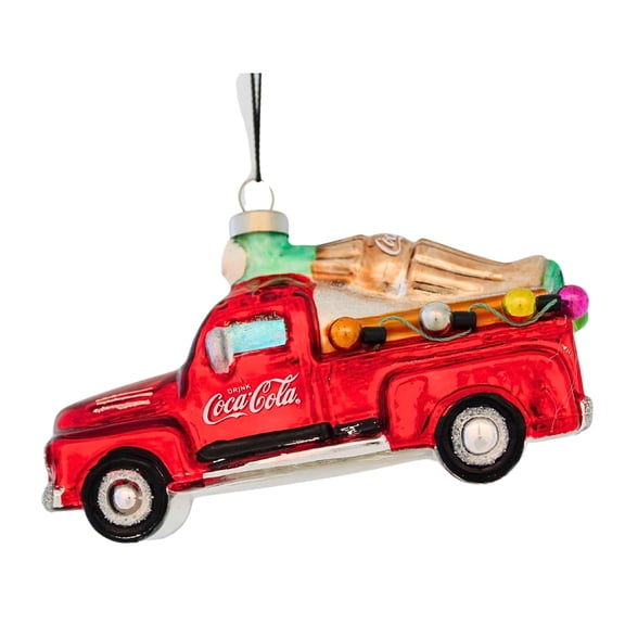 Kat   Annie Coca-Cola Delivering The Holidays - One Ornament 3 Inch, Glass - Red Truck Licensed Product 84282