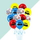 thumbnail image 2 of Juego de 13 globos de 12 pulgadas con diseño de coche, confeti y látex para fiestas de cumpleaños (3 globos azules, 3 rojos, 3 amarillos, 4 con lentejuelas de colores y 1 cinta azul)., 2 of 8