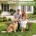 thumbnail image 6 of SERWALL Outdoor Bench Set of 2, HDPE Backless Patio Bench, Weather-Resistant Garden Bench for Porch, Yard & Backyard, Brown, 6 of 10