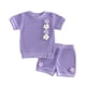 thumbnail image 5 of Niña Bebé Ropa de Verano Elegante Bordado Floral Cuello Redondo Pantalones Cortos de Manga Corta Dos Piezas Conjunto de Tejido Suave Transpirable, 5 of 7