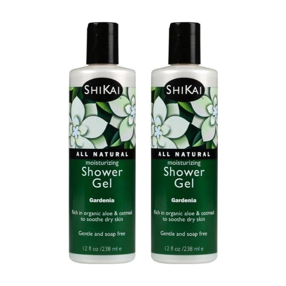 Gel de ducha hidratante diario ShiKai (Gardenia 12 oz paquete de 2) | Fórmula suave | Aloe Vera y avena para una piel suave y saludable | Alivio de la piel seca