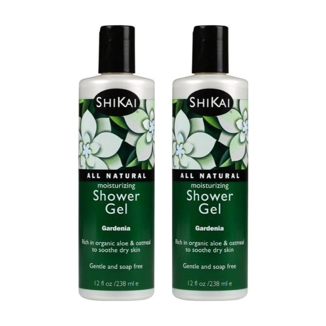 Gel de ducha hidratante diario ShiKai (Gardenia 12 oz paquete de 2) | Fórmula suave | Aloe Vera y avena para una piel suave y saludable | Alivio de la piel seca