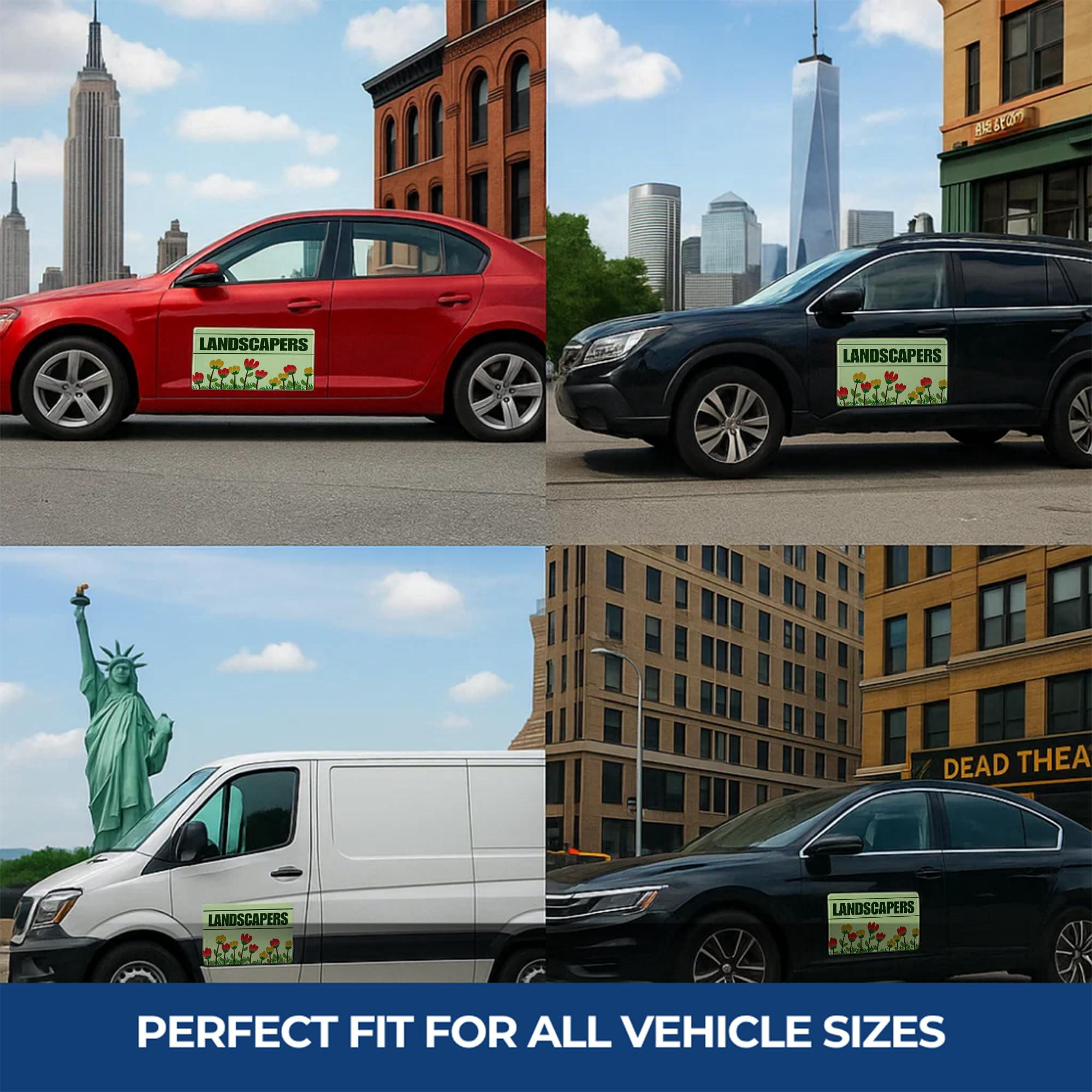 Landscapers Car Magnet Sign by DC | Flexible Car Magnetic Sheets with Adhesive Backing | 10"x20" Bumper Magnet Sticker for Vehicles, Trucks & Business Advertising Signs | 2 PC | Made in USA