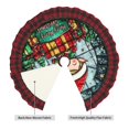 thumbnail image 3 of Halloween Christmas Tree Skirt - Merry Christmas No.217 30 Inches Plaid Trim Christmas Tree Skirt for Halloween Indoor Holiday Home Christmas Tree Decorations with Three Ribbons, 3 of 7