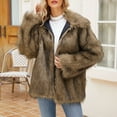 thumbnail image 2 of CharmCyan Women's Winter Fashion Casual Lapel Plush Mid-length Coat Brown S, 2 of 2
