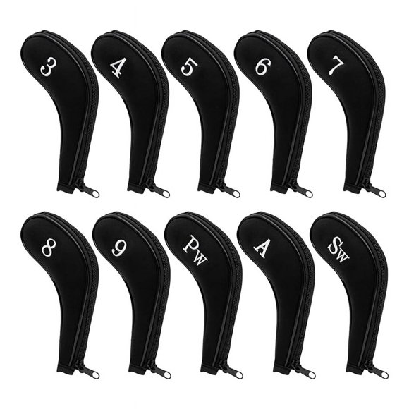 10PCS Zipper Golf Club Iron Head Covers with Number Golf Club Head Covers for Iron Set for Golf Iron Headcovers