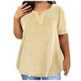thumbnail image 2 of Plus Size Tops for Women Summer Short Sleeve Oversized T Shirt Casual V Neck Loose Tee Shirts Yellow L, 2 of 4