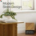 thumbnail image 2 of Square Fluted Accent Side Table - Pedestal Drink Table - Modern Home, Bedroom, and Living Room Furniture - Small End Table with Solid Wood X-Base and Wood Veneer Top (Medium Oak), 2 of 14