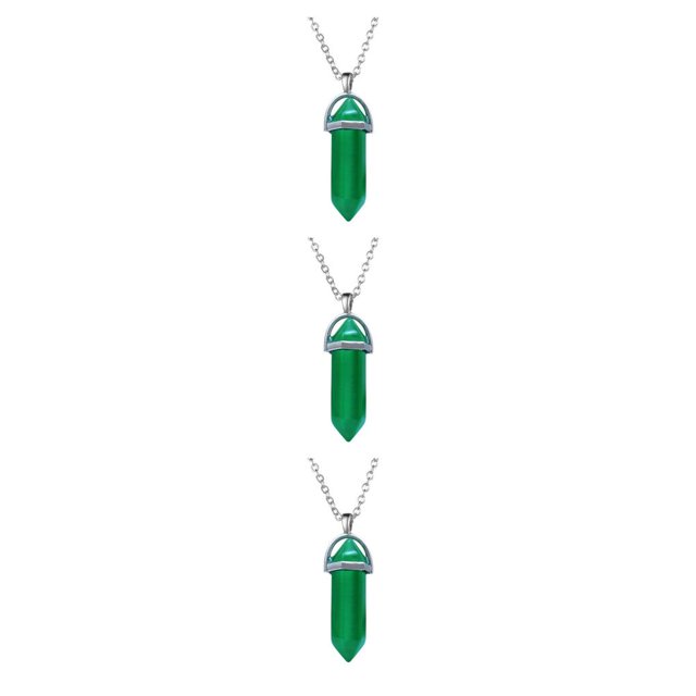yingyy Hexagon Column Charm Exquisite Gifts Hanging Pendants Crystal Necklace Bracelet Earring Keychains Decorations Green 3Set