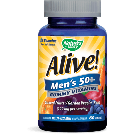 Alive! Men's 50+ Gummy Vitamins, Multivitamin Supplements, 60