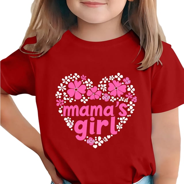 Zpanxa T-Shirts d'Été pour Filles Imprimé de la Fête de l'Indépendance Col Rond Manches Courtes Haut Polyester Spandex 7-8 Ans