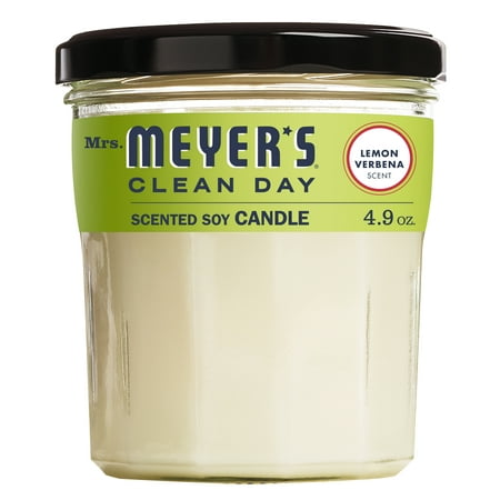 Mrs. Meyer's Clean Scented Soy Candle, Small Glass, Lemon Verbena, 4.9 oz