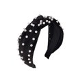 thumbnail image 1 of Headbands For Women Pearl Headbands - 1pcs Twisted Faux Pearl Velvet Headband Elegant Bling Hair Clip-black, 1 of 5