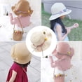 thumbnail image 5 of 50-54cm circunferencia de la cabeza verano niñas borde ondulado sombrero de paja protector solar sombrero para el sol arco bola de pelo sombrero de playa con cuerda a prueba de viento MFZFUKR BST3057362-1, 5 of 5