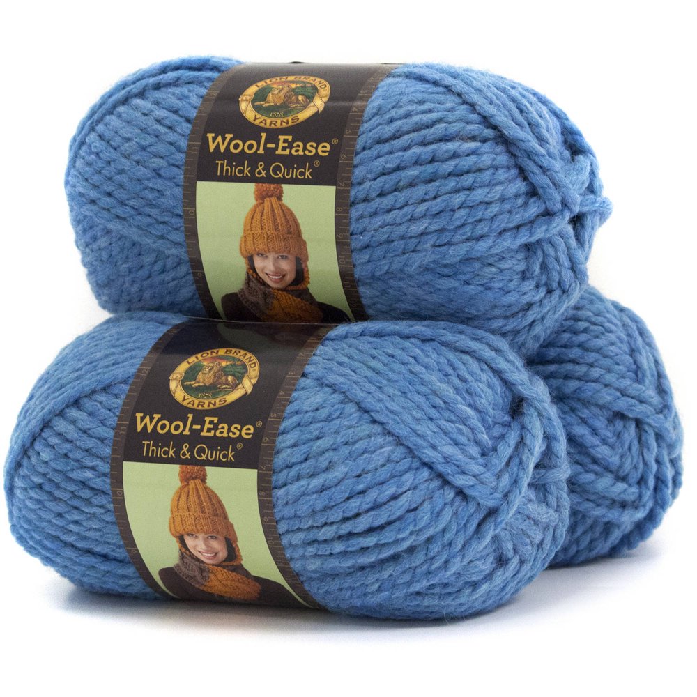 Lion Brand Wool Ease Thick and Quick Yarn, Wool/Acrylic Blend, Pack of