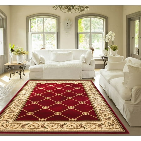 French Trellis Patrician Trellis Red French European Formal Traditional 5x7 (5'3
